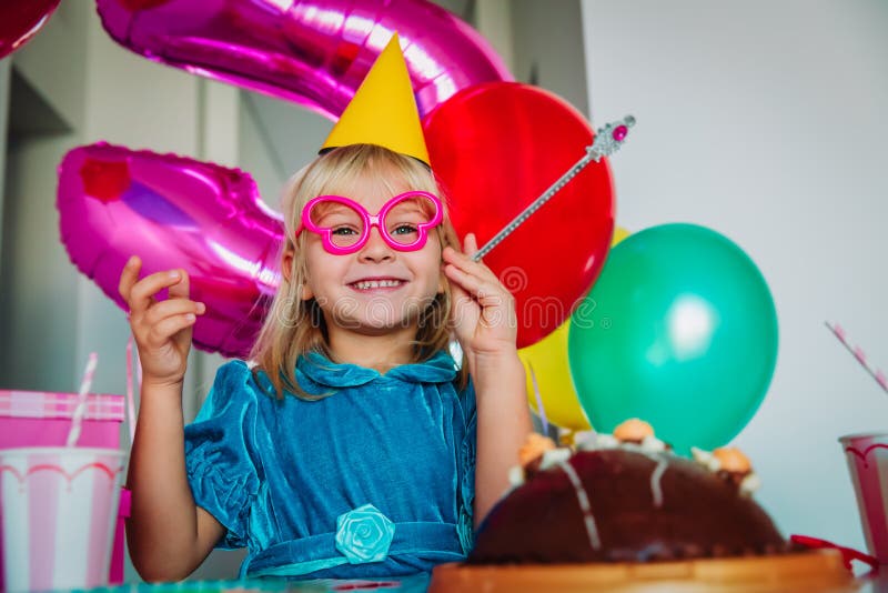 Happy Cute Little Girl at Birthday Party Stock Image - Image of ...