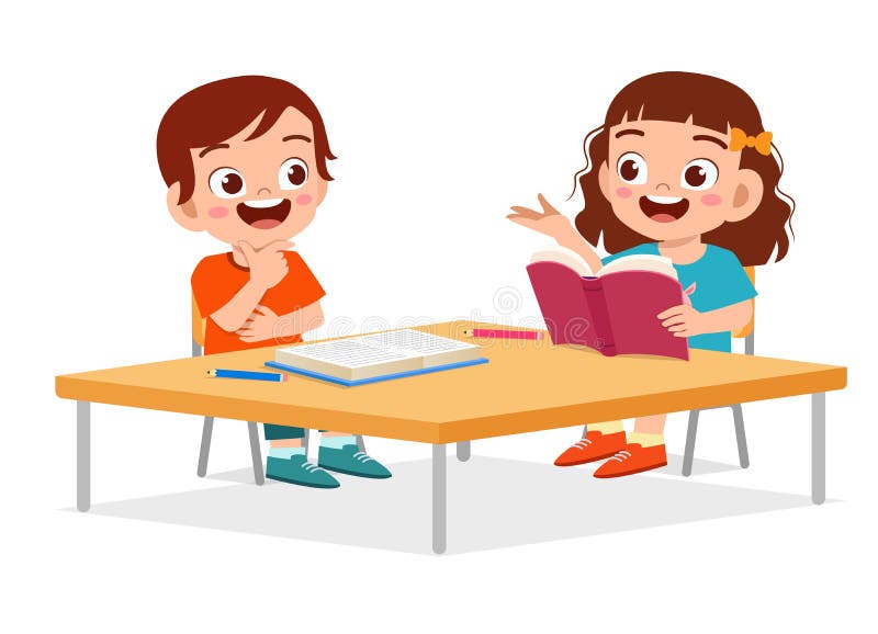 Happy Cute Little Kids Boy and Girl Study Stock Vector - Illustration of  cartoon, character: 170979379
