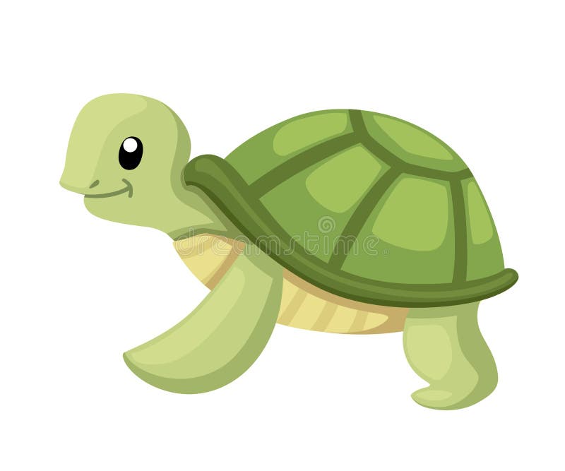 Happy Cute Turtle Walking with Smile. Cartoon Character Design Stock ...