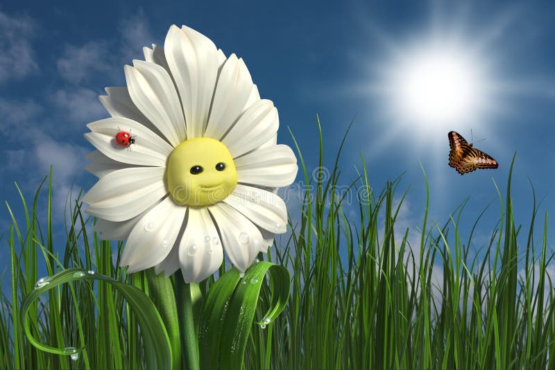 Happy Smiling Daisy Flower Stock Illustrations 1,826 Happy Smiling