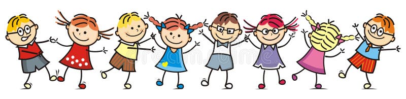 Happy dancing kids, group of children, smile face vector illustration Happy dancing kids, group of children, smile face vector illustration