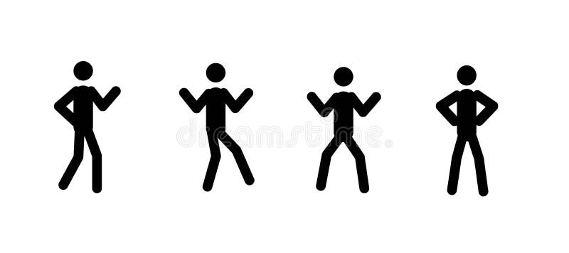 Happy dancing stick man in different poses vector illustration