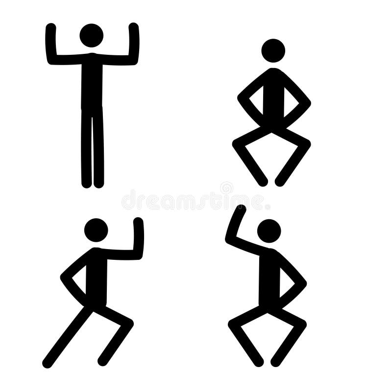 Happy dancing stick man isolated on white background vector illustration