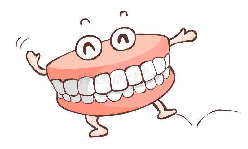 Happy denture dancing show illustration