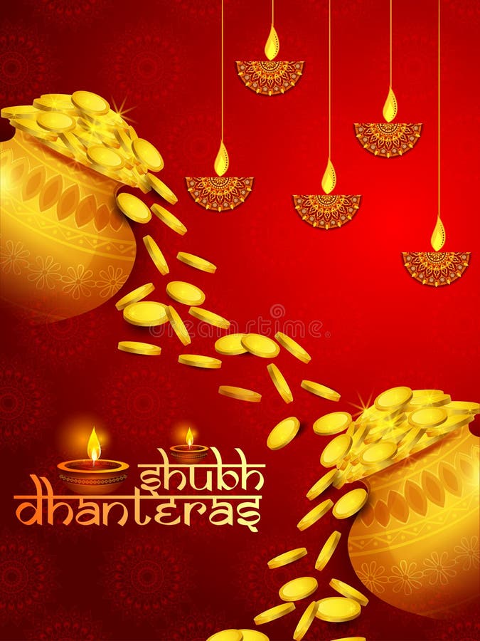 Happy Dhanteras Diwali Light Festival of India Greeting Background Stock  Vector - Illustration of holy, religion: 257869561