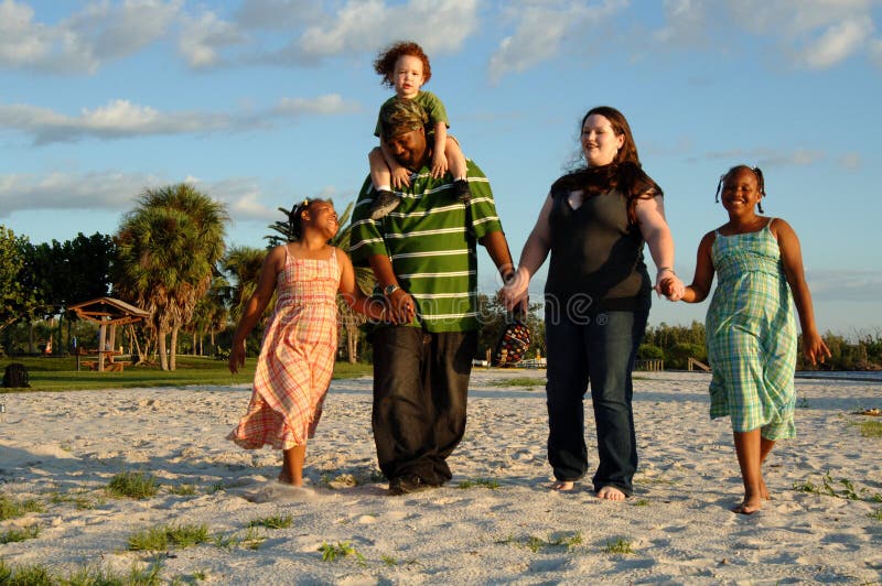 Happy diverse American family