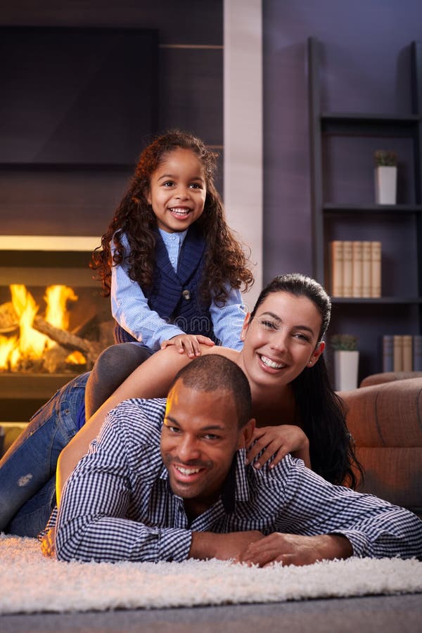 Happy diverse family at home