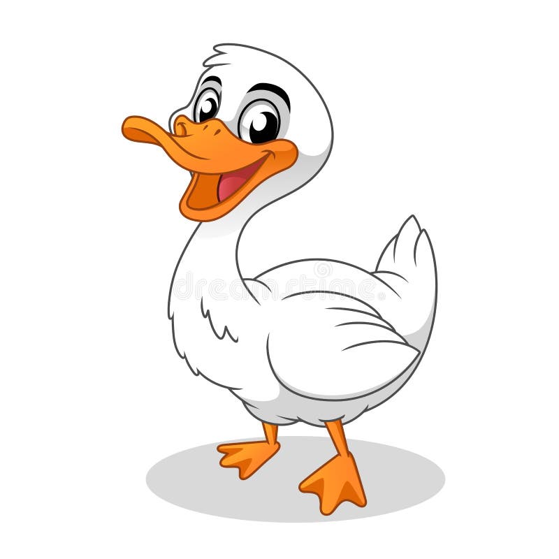 Happy Duck, Bird Animal, Cartoon Vector Ilustracja Mascot, w izolowanym białym tle royalty ilustracja