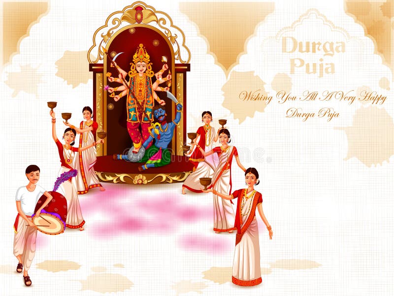 Happy Durga Puja Festival Background For India Holiday Dussehra Stock