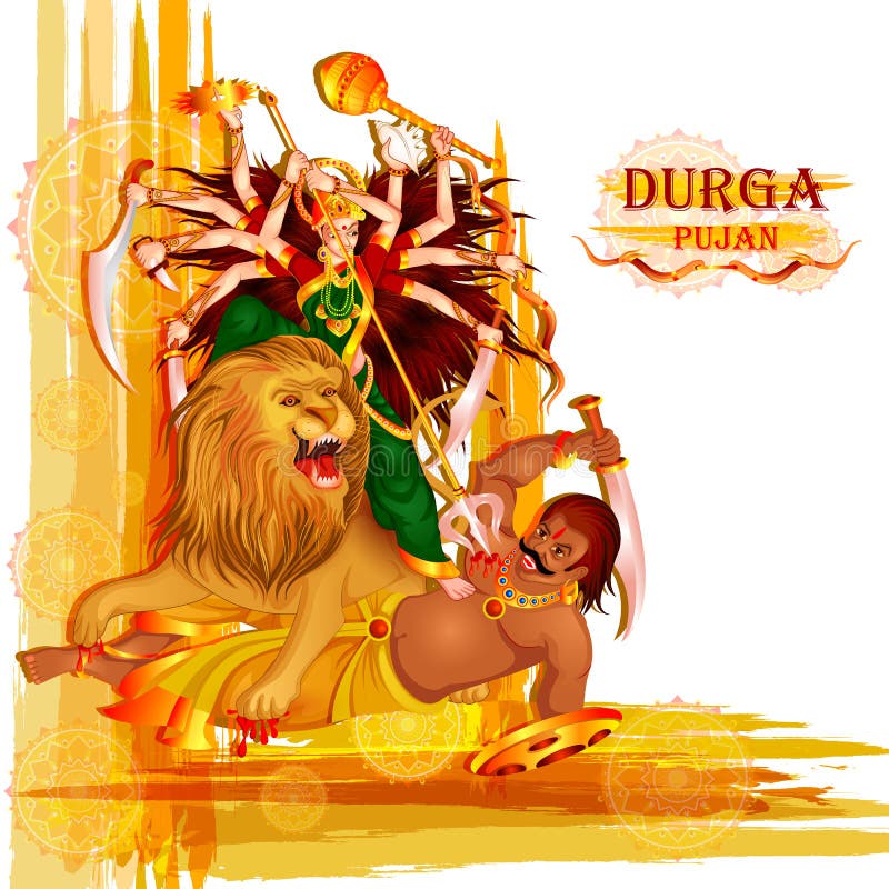 Happy Durga Puja festival background for India holiday Dussehra vector illustration Happy Durga Puja festival background for India holiday Dussehra vector illustration