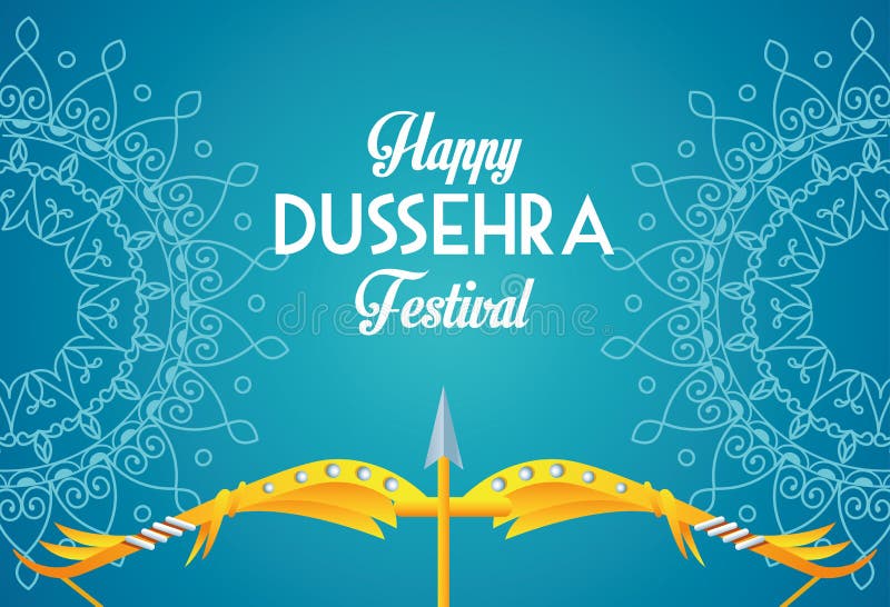 Happy Dussehra Festival Poster with Arch and Mandalas in Blue Background  Stock Vector - Illustration of arch, cultural: 197245474