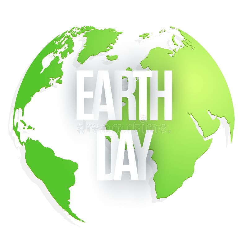 Happy Earth Day. 22 April. Abstract Green Planet on White Background ...