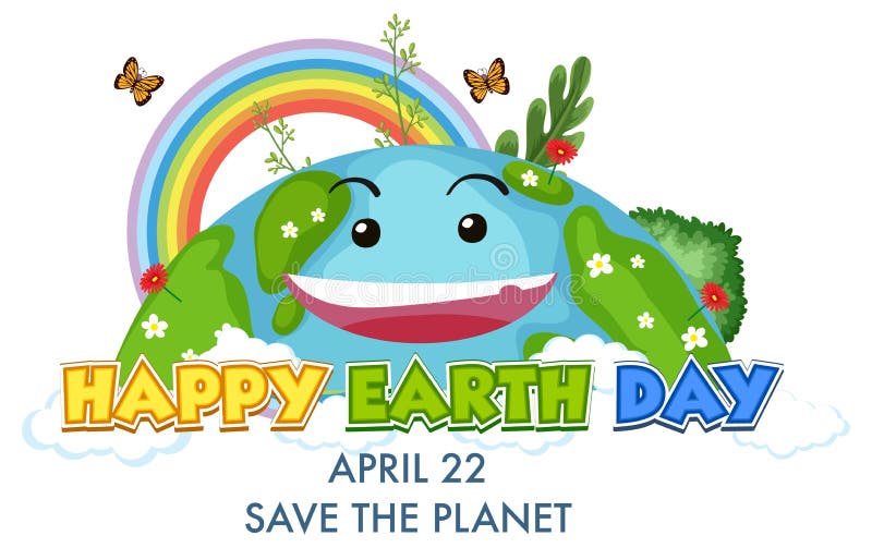 Happy Earth Day On 22 April With Smiley Earth royalty free illustration