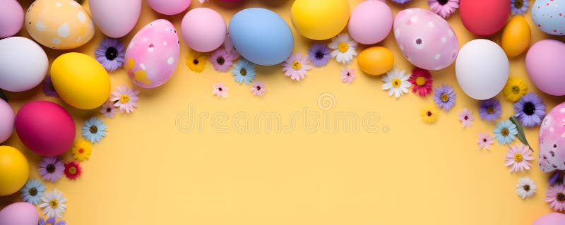 Happy easter background - Sweet pastel color design banner stock photography