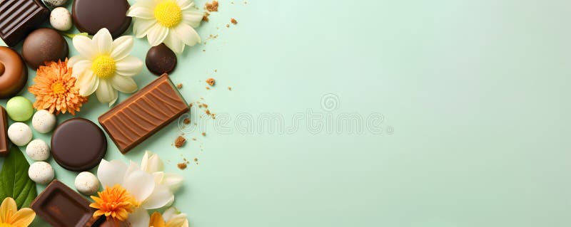 Happy easter delicious chocolates background vector illustration