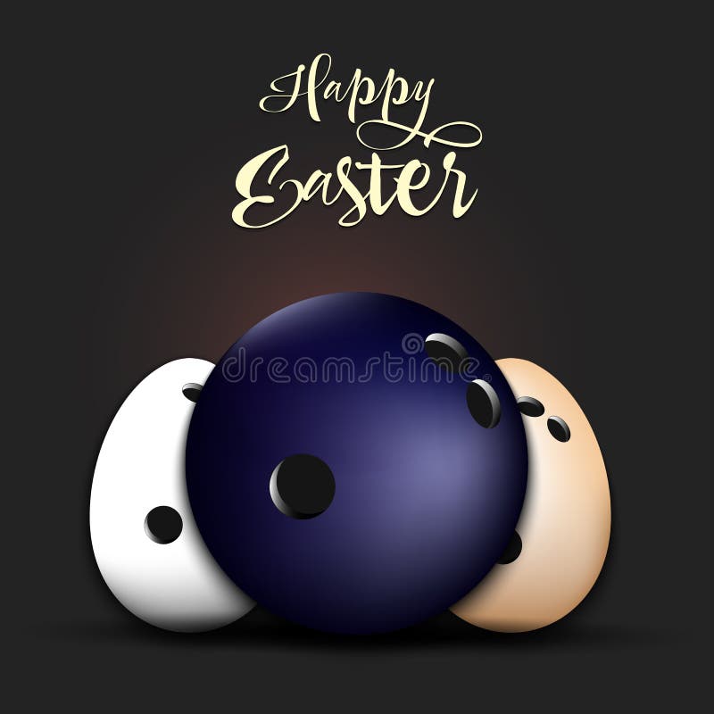 Happy Easter. Bowling Ball and Easter Eggs Stock Vector Illustration