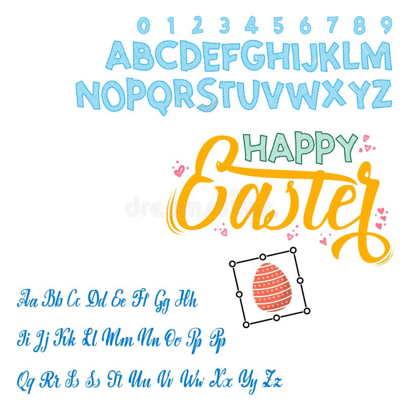 Happy Easter - Font. Vector Alphabet.Hand Lettering Script Font