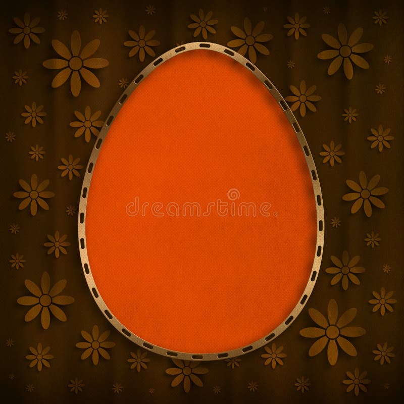 Happy Easter Card - orange egg on brown background