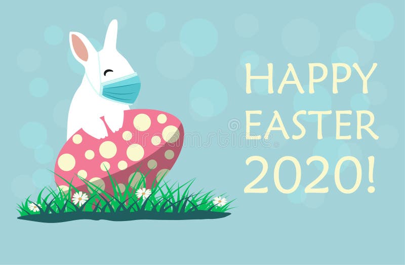 Easter Bunny Wearing Face Mask Against Covid19 Stock Illustration ...