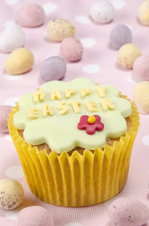 Happy Easter Cupcake with a Flower Stock Photo Image of shot