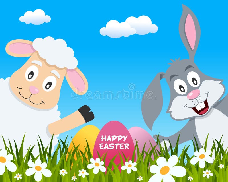 Cute Lamb Happy Easter Card Stock Illustrations 489 Cute Lamb Happy