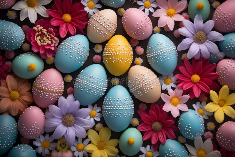 Happy Easter Decoration Background, Colorful Eggs Stock Image Image