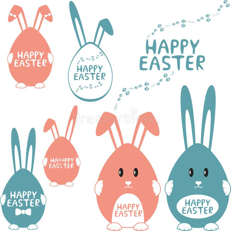 Happy Easter Design Elements Stock Illustration - Illustration of ...
