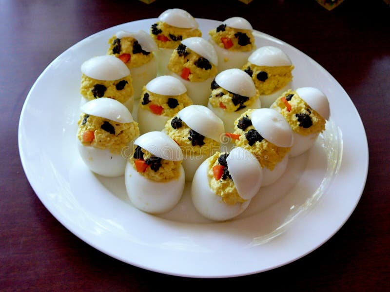 Happy Easter Deviled Eggs stock photos