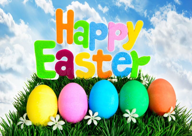 Happy Easter Eggs in a Row royalty free stock photos Happy Easter Eggs in a Row royalty free stock photos