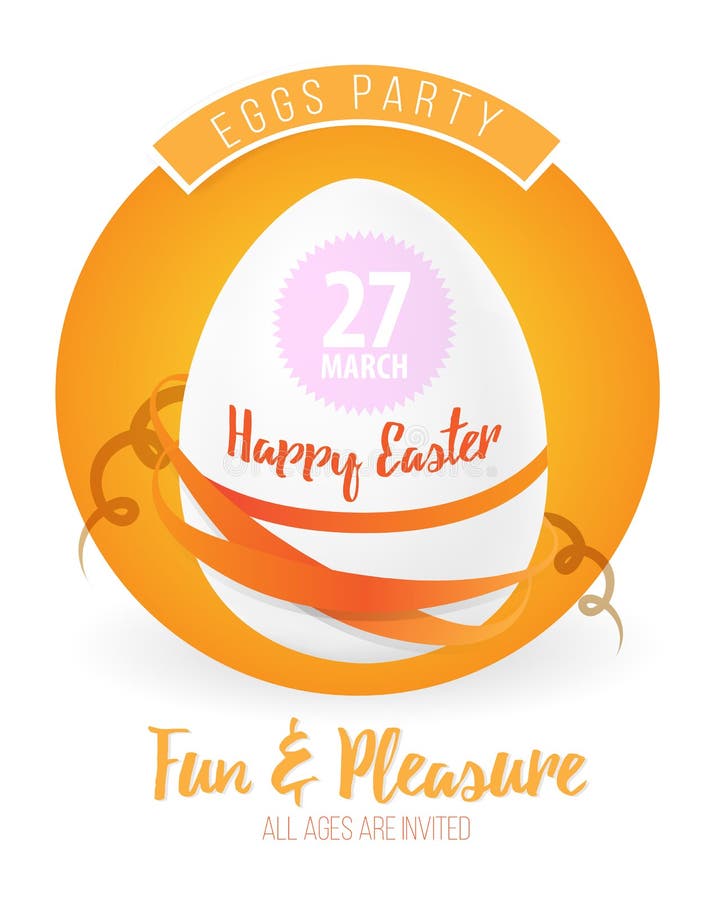Happy easter flyer or poster background illustration with easter egg, ribbons and font. royalty free illustration Happy easter flyer or poster background illustration with easter egg, ribbons and font. royalty free illustration