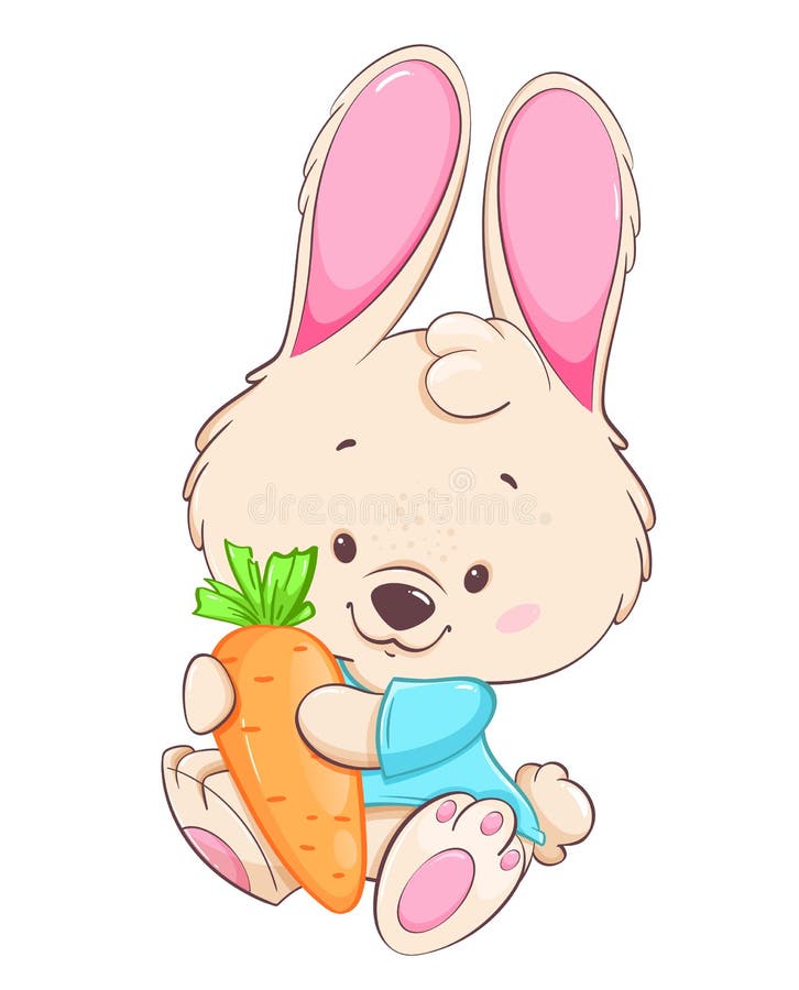 Happy Easter. Funny cartoon character rabbit stock illustration