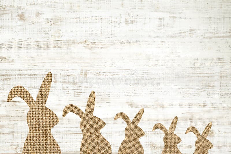 Happy easter greeting card wooden background with bunny for decoration items. stock photography