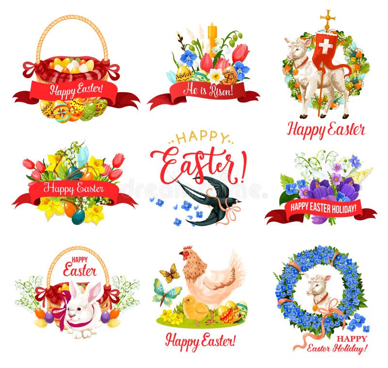 Happy Easter Holiday icon for greeting card design