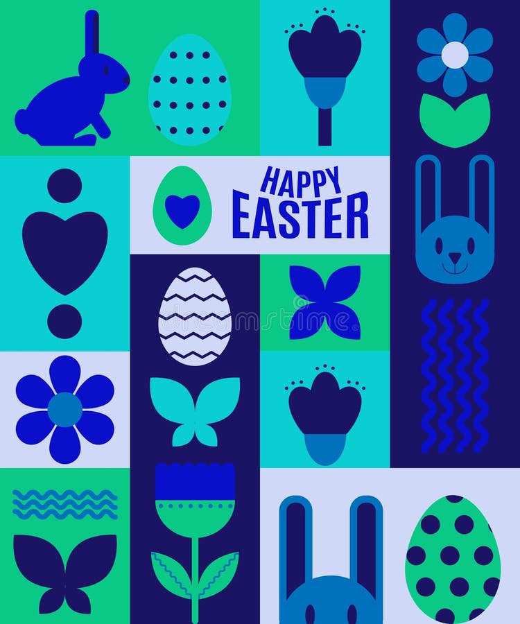 Happy Easter. Patterns. Modern Geometric Abstract Style. Easter Eggs ...