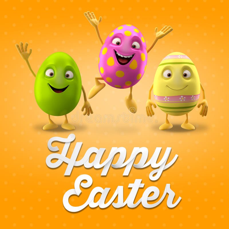 Happy Easter Amazing 3D Postcard, Banner, Background Stock Illustration