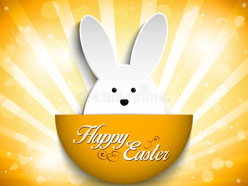 Happy Easter Rabbit Bunny on Orange Background