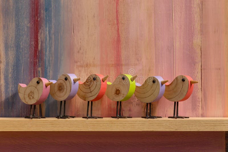 Happy Easter Singing Wooden Birds Background stock image Happy Easter Singing Wooden Birds Background stock image