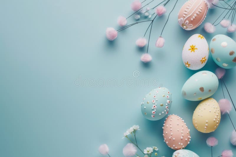 Happy easter sorry card Eggs Eggstravaganza Basket. White celadon Bunny multicolor. Easter brunch background wallpaper