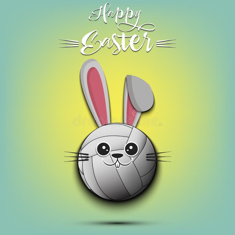 Happy Easter. Volleyball Ball Made in the Form of a Rabbit Stock Vector