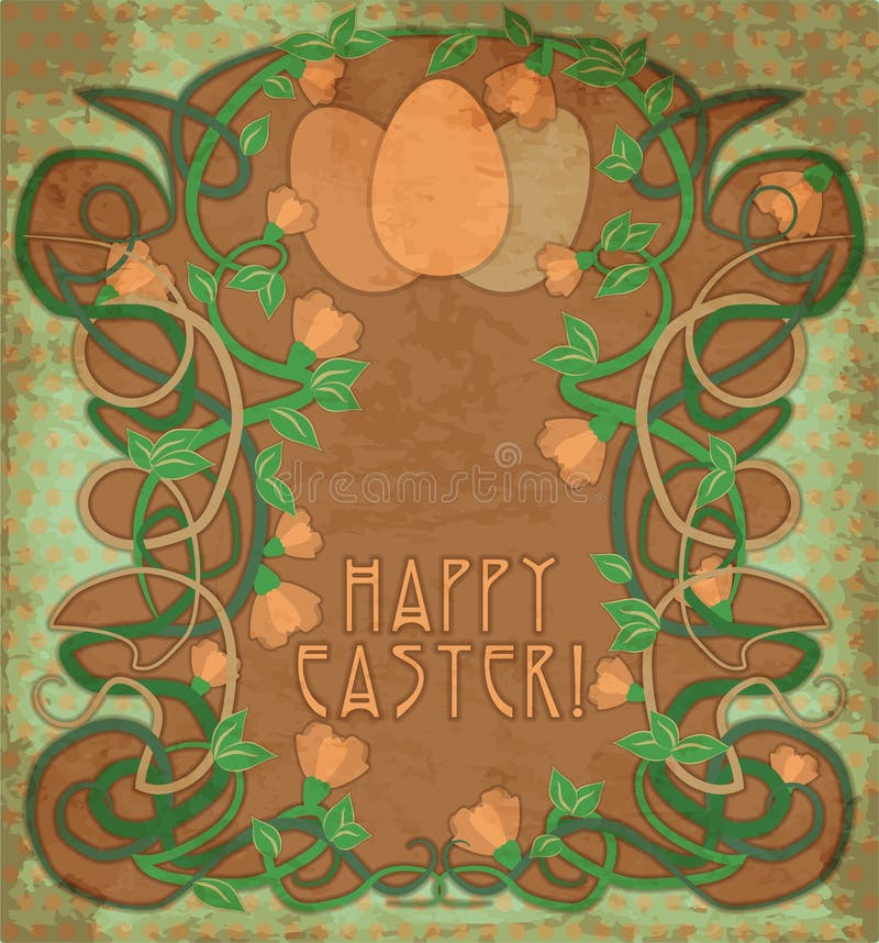Happy Easter Wallpaper in Art Nouveau Style Stock Vector Illustration