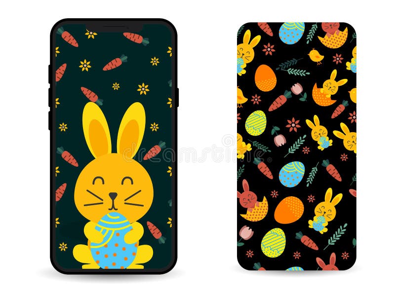 Happy Easter Wallpaper and Mobile Cover Design for New Generation. Doodle  Seamless Pattern Background Stock Vector - Illustration of leaf, gift:  178311864