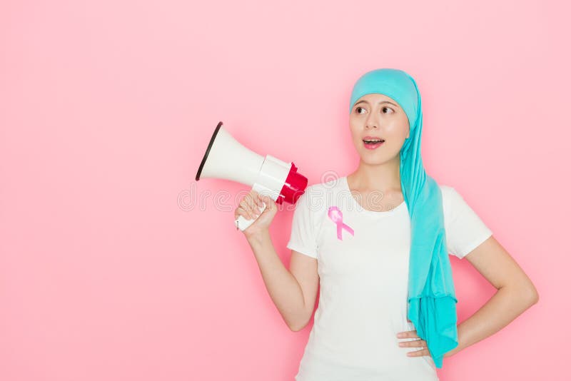 Happy elegant woman having cancer illness