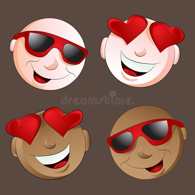 Happy Emoji Face Set stock vector. Illustration of white