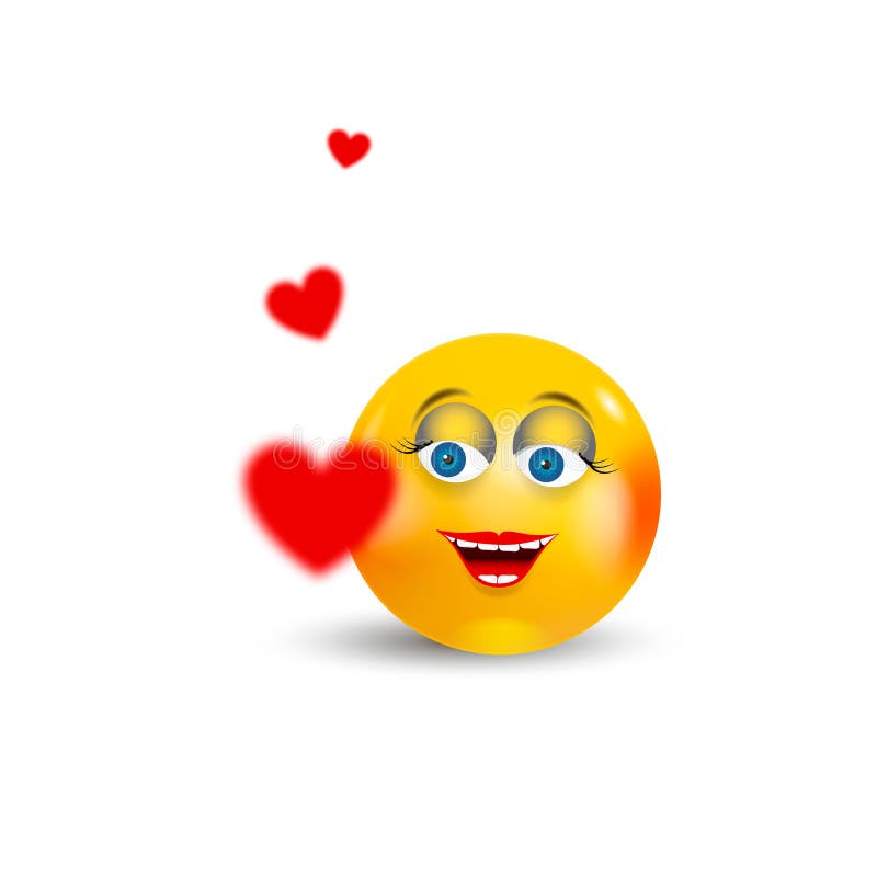 Happy Emoji Kawaii Girl Face in love with red hearts flying around. Communication Chat Elements or icon. royalty free illustration Happy Emoji Kawaii Girl Face in love with red hearts flying around. Communication Chat Elements or icon. royalty free illustration