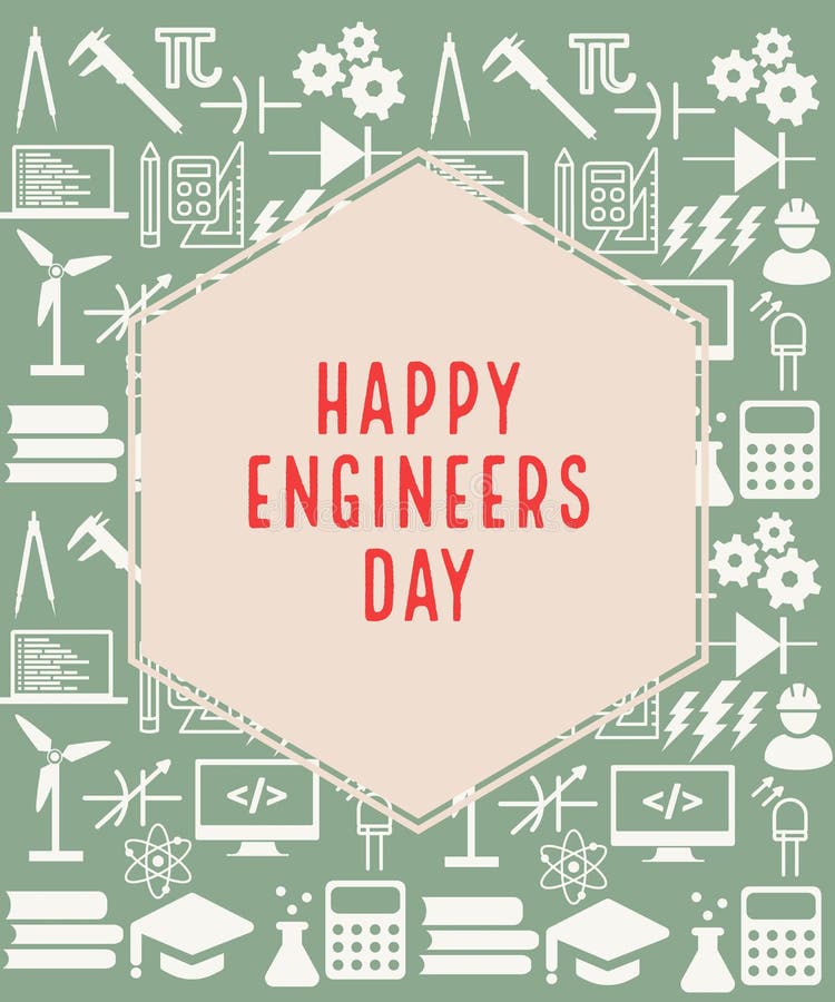 Happy Engineers Day Wish Greeting Card Abstract Background, Set of Icons,  Education Concept, Graphic Design Illustration Wallpaper Stock Illustration  - Illustration of brand, presentation: 194264804