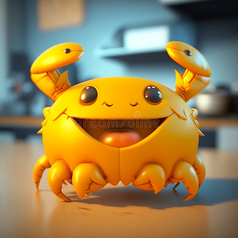 Happy face 3d crab emoji stock illustration. Illustration of emoji