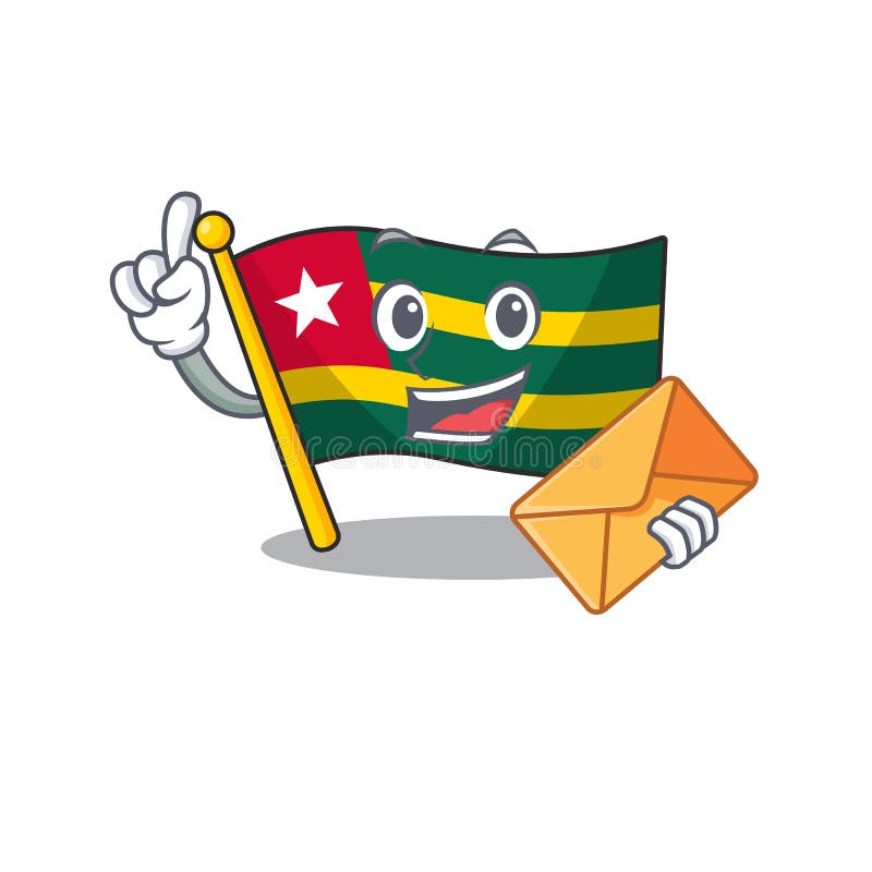 Happy face flag togo Scroll mascot design with envelope royalty free illustration