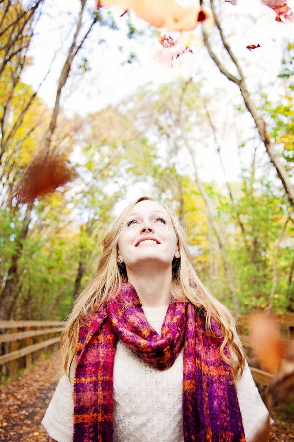 Happy Fall woman royalty free stock photography