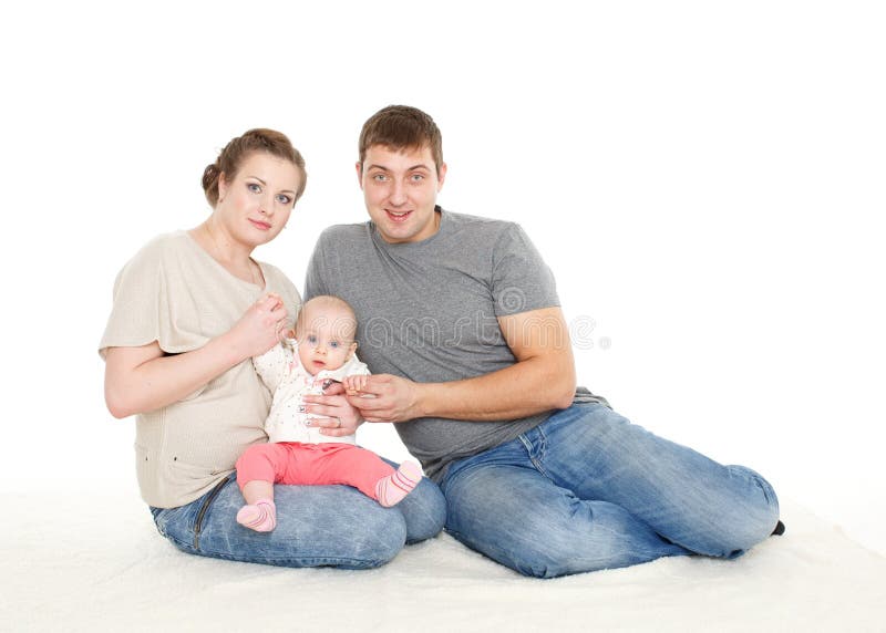 Happy family with baby.