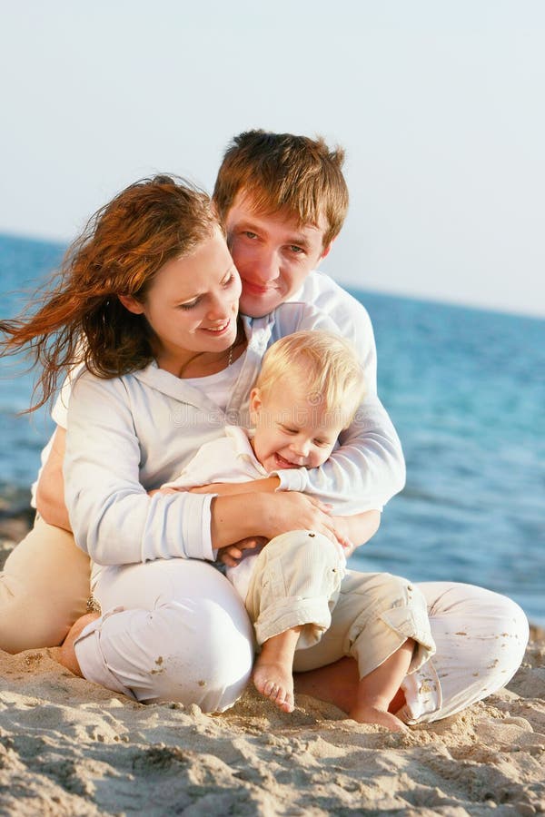 Happy family on beach